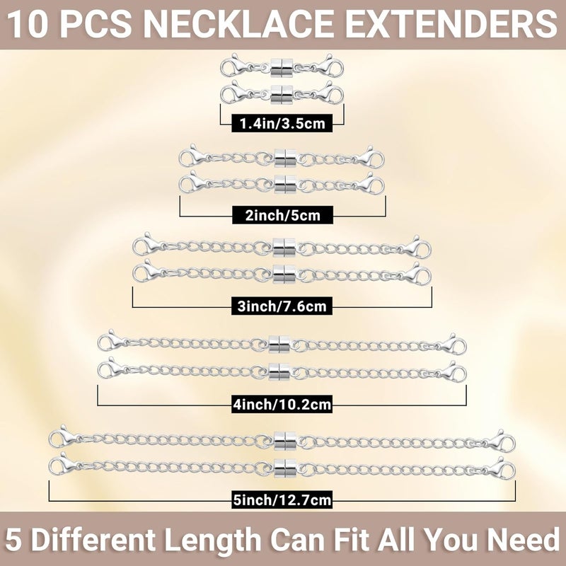 MKCYD Necklace Extender with Magnetic Clasps, Silver Magnetic Necklace Clasps and Closures with Necklace Extenders for Women - Image 2